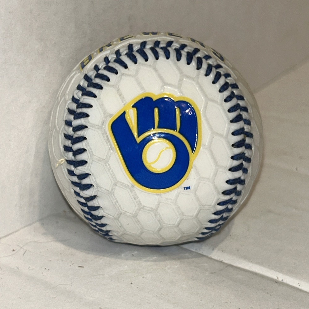 Milwaukee Brewers Baseball Rawlings Commemorative White Blue Yellow Textured